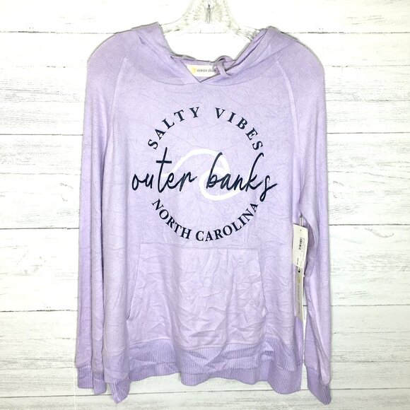 NEW Ocean Drive Lavender OBX NC Knit Hoodie Salty Vibes Lightweight Small - Picture 1 of 8